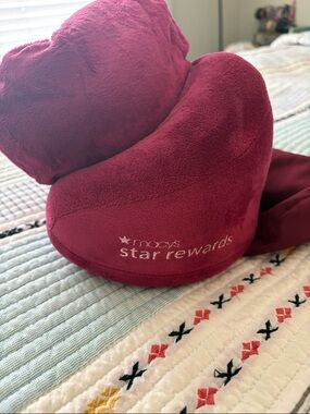 Macy's Plush Travel Neck Pillow in Deep Berry
